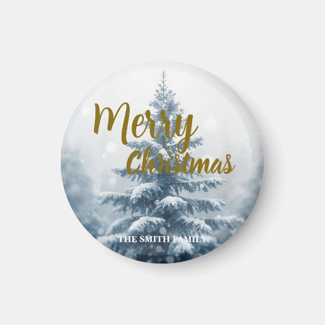 Elegant Christmas Xmas winter pine tree forest  Magnet (Front)