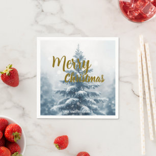 Elegant Christmas Xmas winter pine tree forest Napkins
