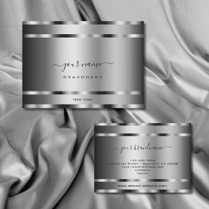 Elegant Chrome Effect Silver Colors Professional Business Card