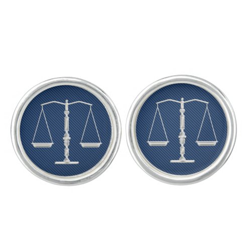 Elegant Chrome Scales of Justice  Law Cufflinks