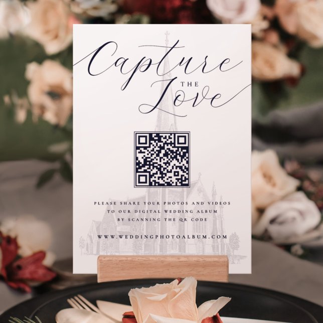 Elegant Church Capture the Love Wedding QR Code Holder (Elegant Church Capture the Love Wedding QR Code Holder)