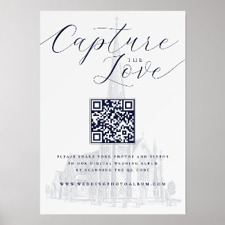 Elegant Church Capture the Love Wedding QR Code Holder