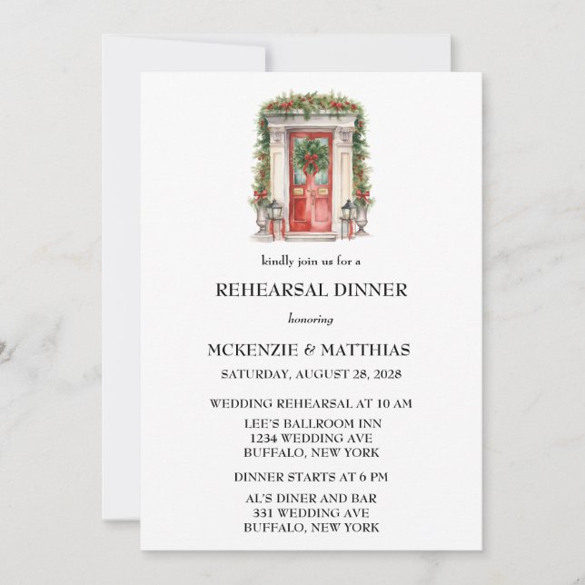 Elegant Church Door Scene Rehearsal Dinner  Invitation (Front)