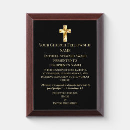 Elegant Church Member Gold Black Award Plaque