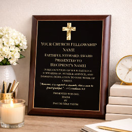 Elegant Church Member Gold Black Award Plaque
