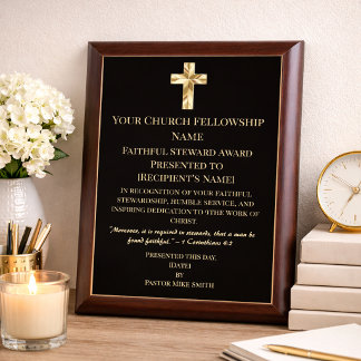 Elegant Church Member Gold Black Award Plaque