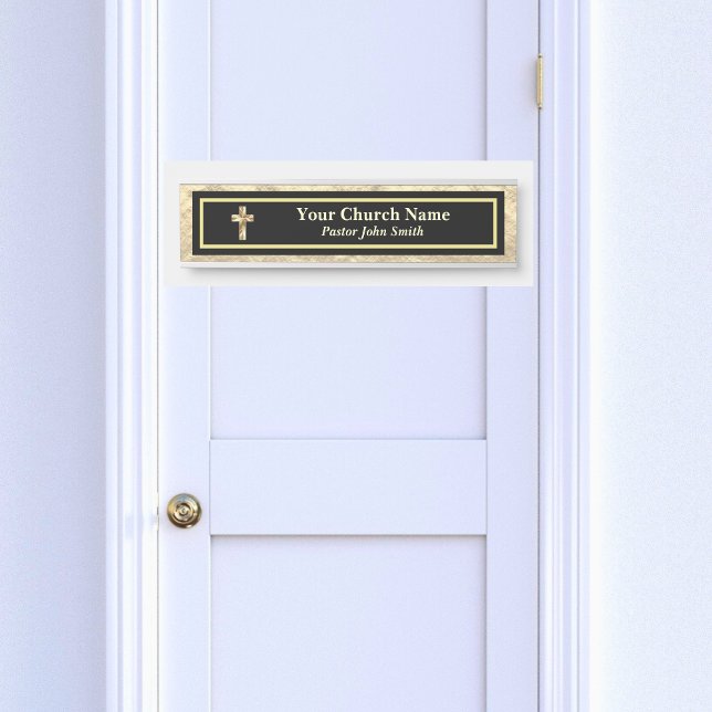 Elegant Church Pastor Gold And Black Christian Door Sign (Elegant Church Pastor Gold And Black Christian Door Sign)