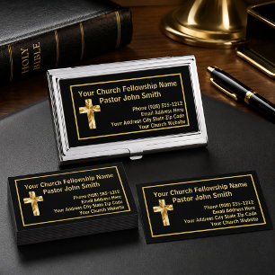 Elegant Church Pastor Gold Business Card Case