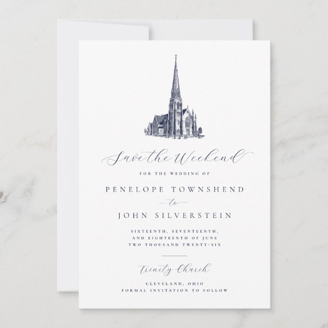Elegant Church Save the Weekend Wedding  Save The Date (Front)