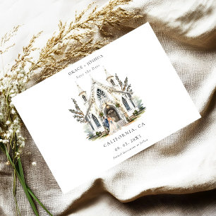 Elegant Church Watercolor Venue Manor Wedding Save The Date