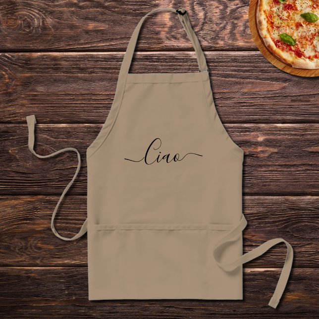 Elegant  Ciao in khaki Adult Apron (Creator Uploaded)