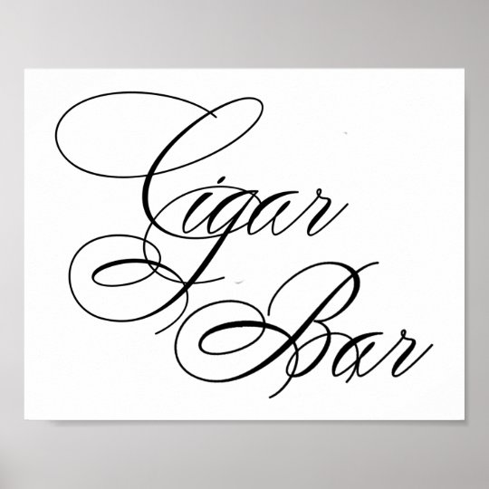 Elegant Cigar Bar Black Script Horizontal Table Poster Zazzle Com