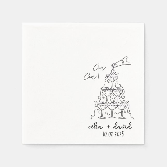 Elegant Cin Cin Italian Wedding  Napkins (Front)