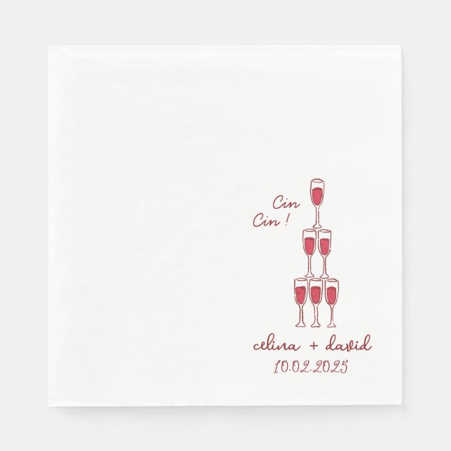 Elegant Cin Cin Italian Wedding Party Napkins (Front)