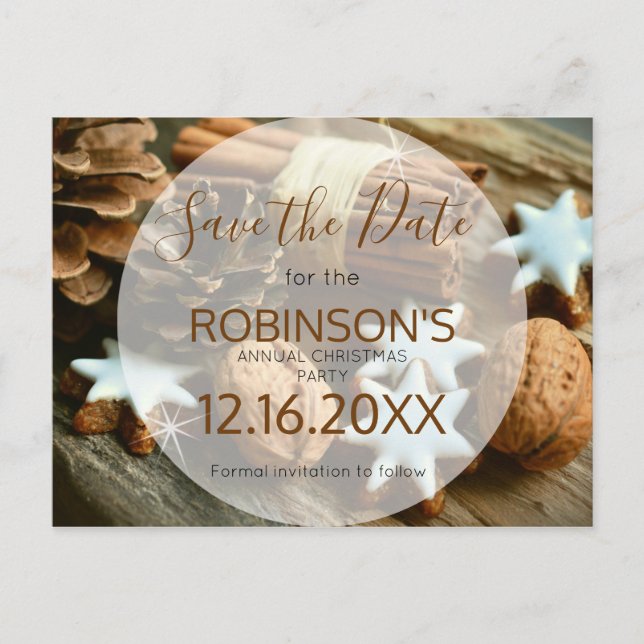 Elegant Cinnamon Save The Date Postcard (Front)