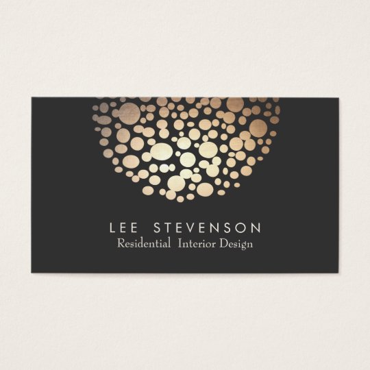 Elegant Circle Gold Sphere Black Modern Business Card