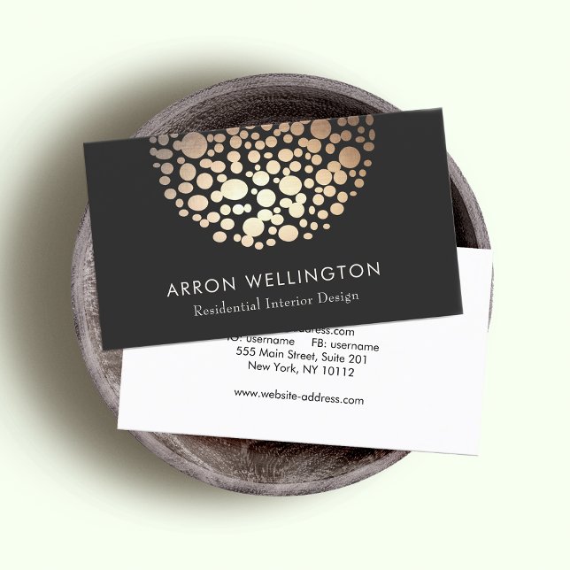 Elegant Circle Gold  Sphere Black Modern Business Card (Creator Uploaded)