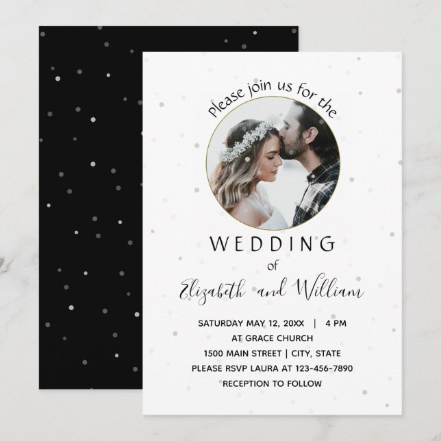 Elegant Circle Photo Wedding Invitation (Front/Back)