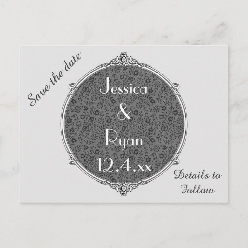 Elegant Circle Save the Date Announcement Postcard