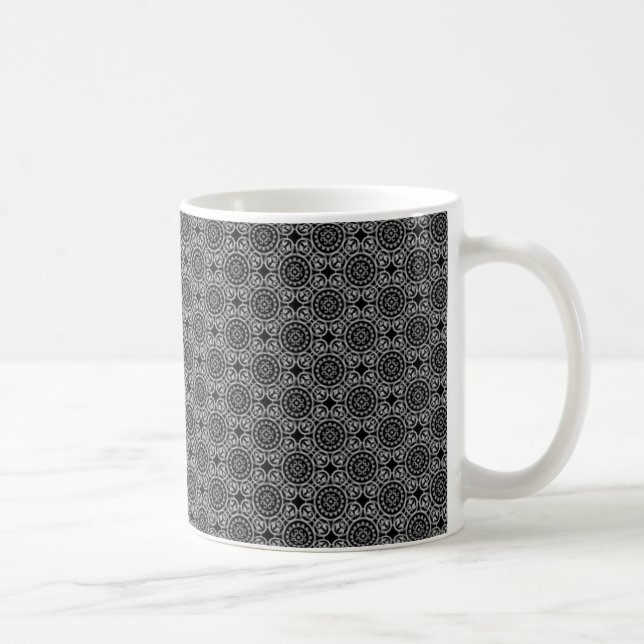 Elegant Circles Mug, Dark Gray Coffee Mug (Right)