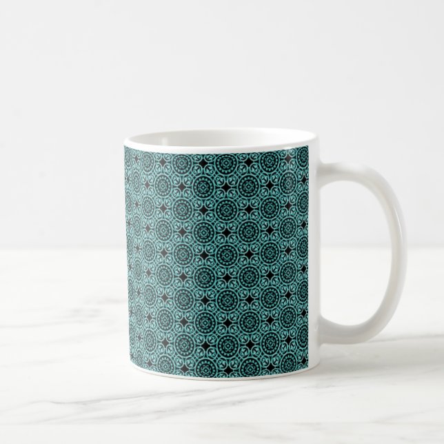 Elegant Circles Mug, Dark Teal Coffee Mug (Right)