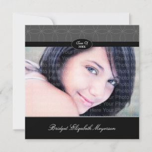 Elegant Circles Pattern: Black Editable Invitation