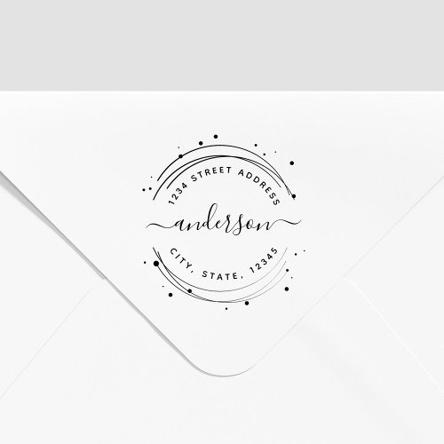 Elegant Circular Calligraphy Name Return Address Self_inking Stamp