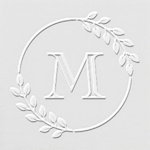 Elegant Circular Double Wreath Monogram Initial Embosser