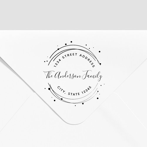 Elegant Circular Family Name Return Address Rubber Stamp