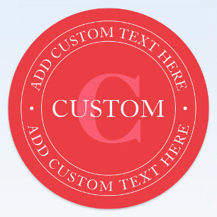 Elegant Circular Text Template Editable Red White Labels