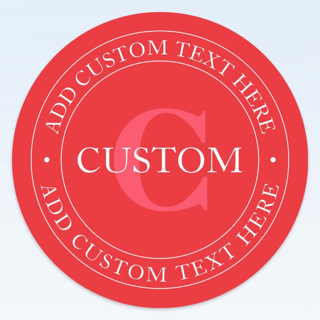 Elegant Circular Text Template Editable Red White Labels (Creator Uploaded)