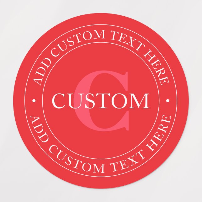 Elegant Circular Text Template Editable Red White Labels (Design 1)