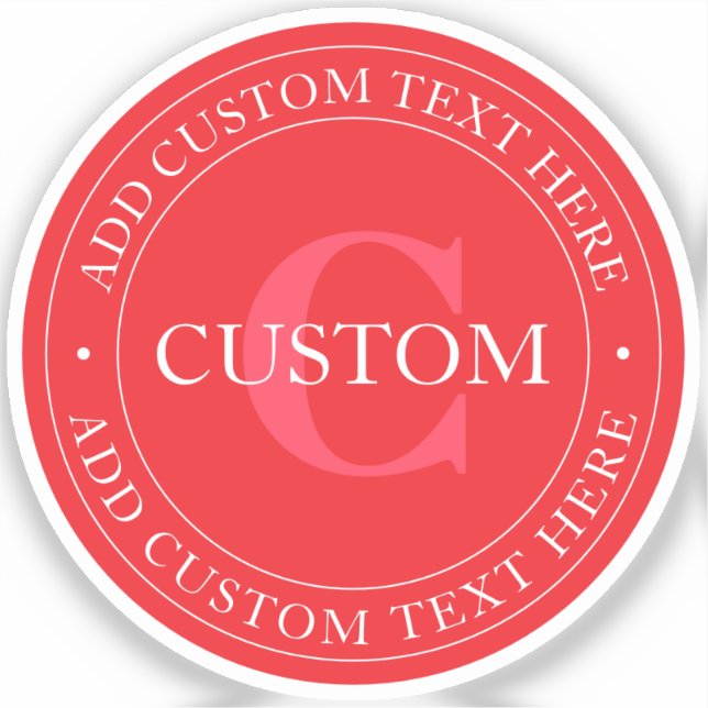 Elegant Circular Text Template Editable Red White Sticker (Front)