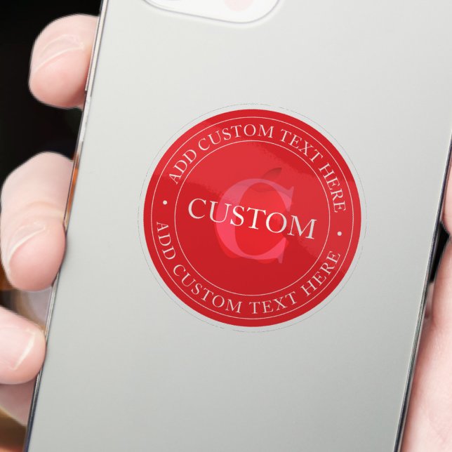 Elegant Circular Text Template Editable Red White Sticker (Creator Uploaded)