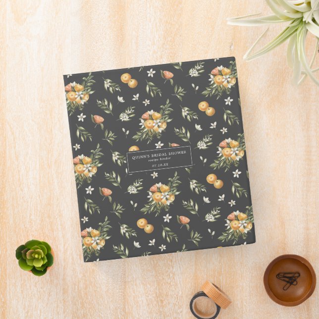 Elegant Citrus Botanical | Bridal Shower Recipe 3 Ring Binder (In Situ)