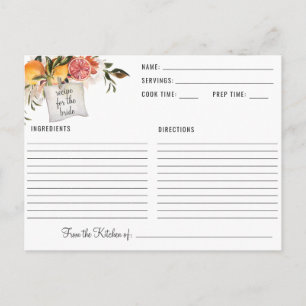 Elegant Citrus Botanical Bridal Shower Recipe Postcard