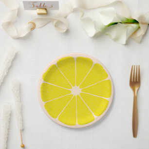Elegant citrus colorful party Trendy Yellow Paper Plates