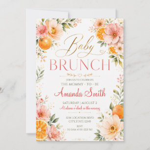 Elegant Citrus Floral Baby Brunch Baby Shower Invitation