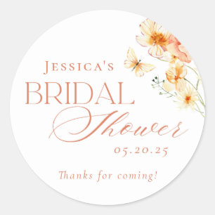 Elegant Citrus Floral Bridal Shower Classic Round Sticker