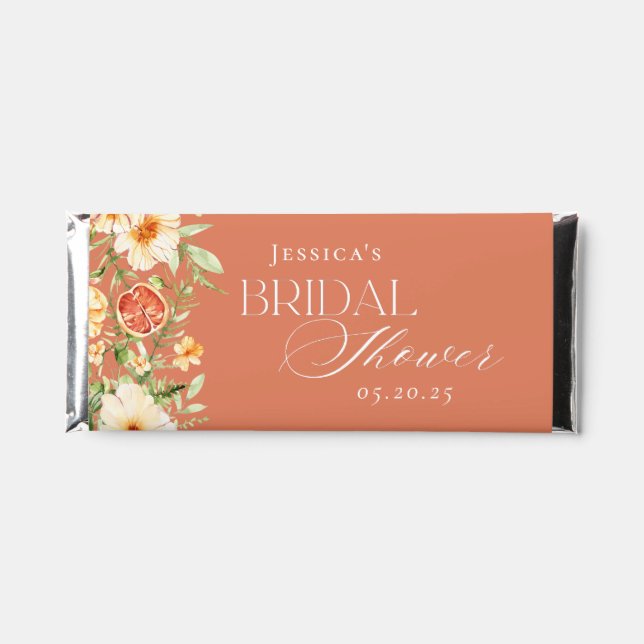 Elegant Citrus Floral Bridal Shower Hershey Bar Favors (Front)