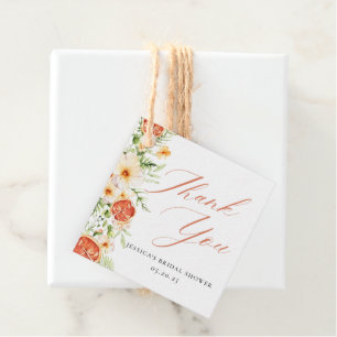 Elegant Citrus Floral Bridal Shower Thank You Favor Tags