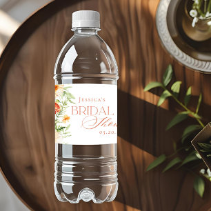 Elegant Citrus Floral Bridal Shower Water Bottle Label