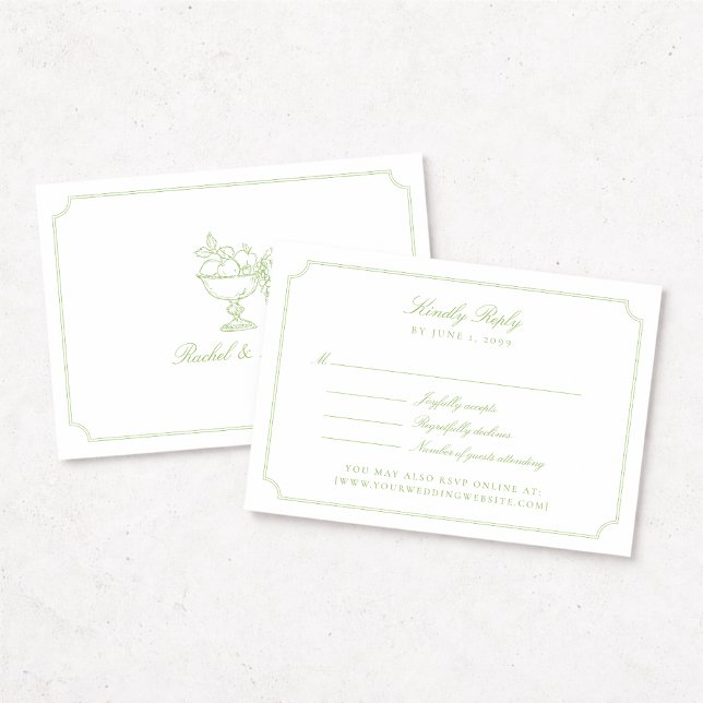 Elegant Citrus Green Double Frame Wedding RSVP Car Card (Creator Uploaded)