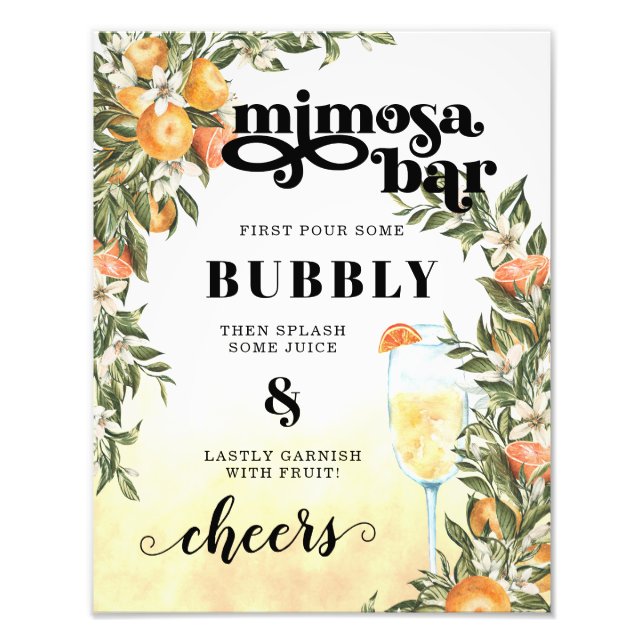 Elegant Citrus | Mimosa Drink Sign (Front)