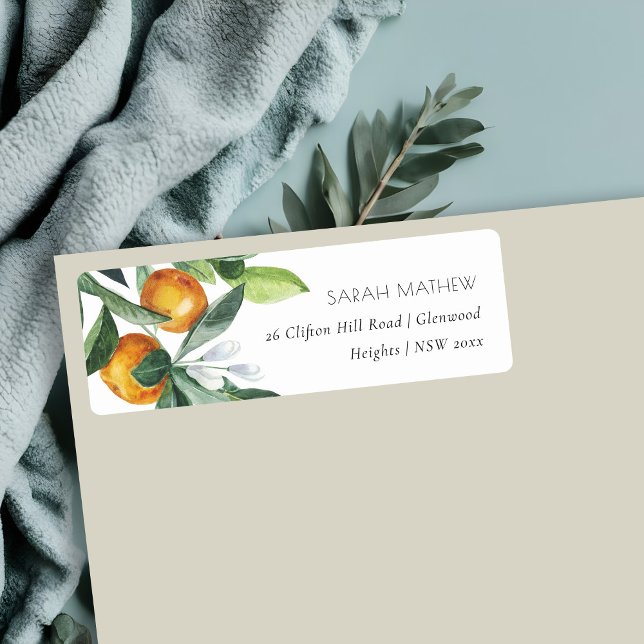 Elegant Citrus Orange Botanical Boho Address Label (Creator Uploaded)