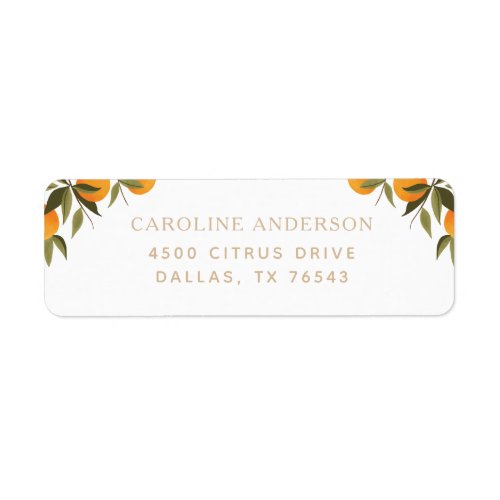 Elegant Citrus Orange Branch Return Address Label