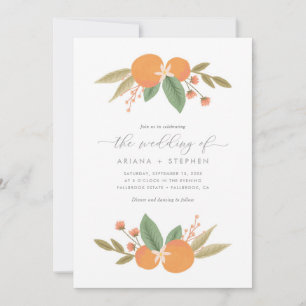 Elegant Citrus Oranges Wedding Invitation