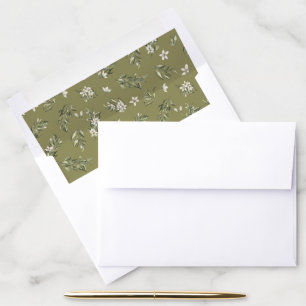 Elegant Citrus Orchard Olive Envelope Liner