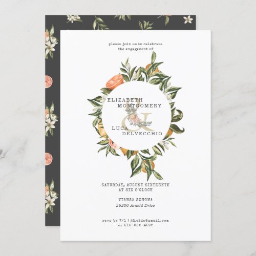 Elegant Citrus Orchard Wedding Engagement Party Invitation