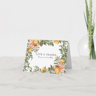 Elegant Citrus Orchard Wedding Photo Thank You Card